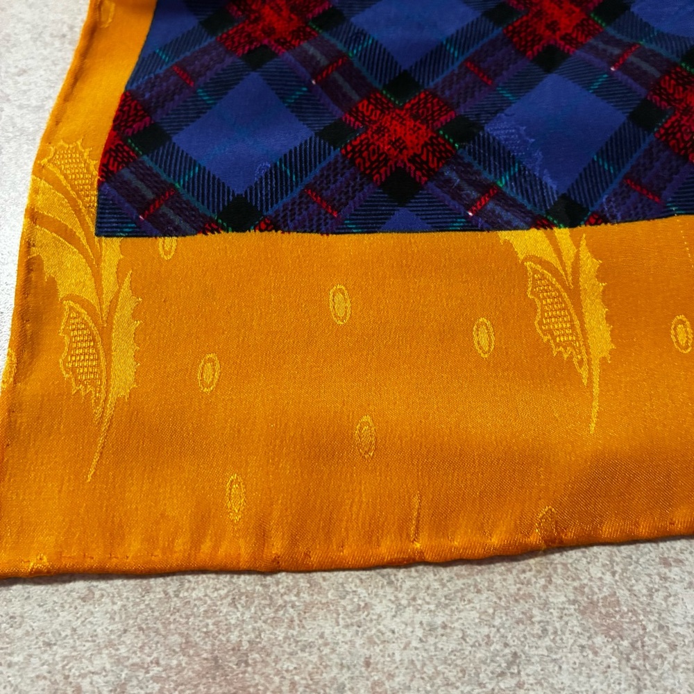 Simon Chang Blue and Red Plaid with Gold Accent - Picture 5 of 8